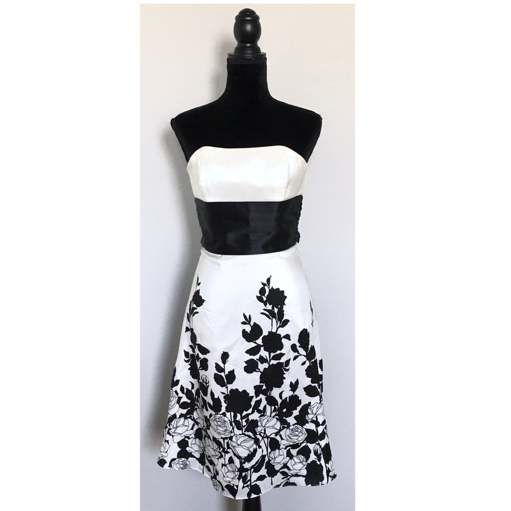 NEW WHBM 100% Silk Strapless A Line Dress with Bow